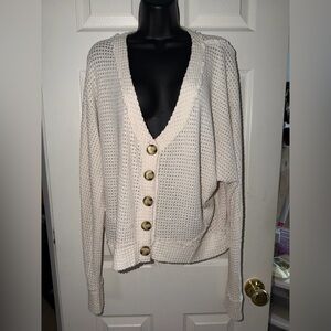 We The Free Button-Down Waffle Knit Cardigan